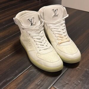 Louis Vuitton Cream and White Monogram High-Top Sneakers